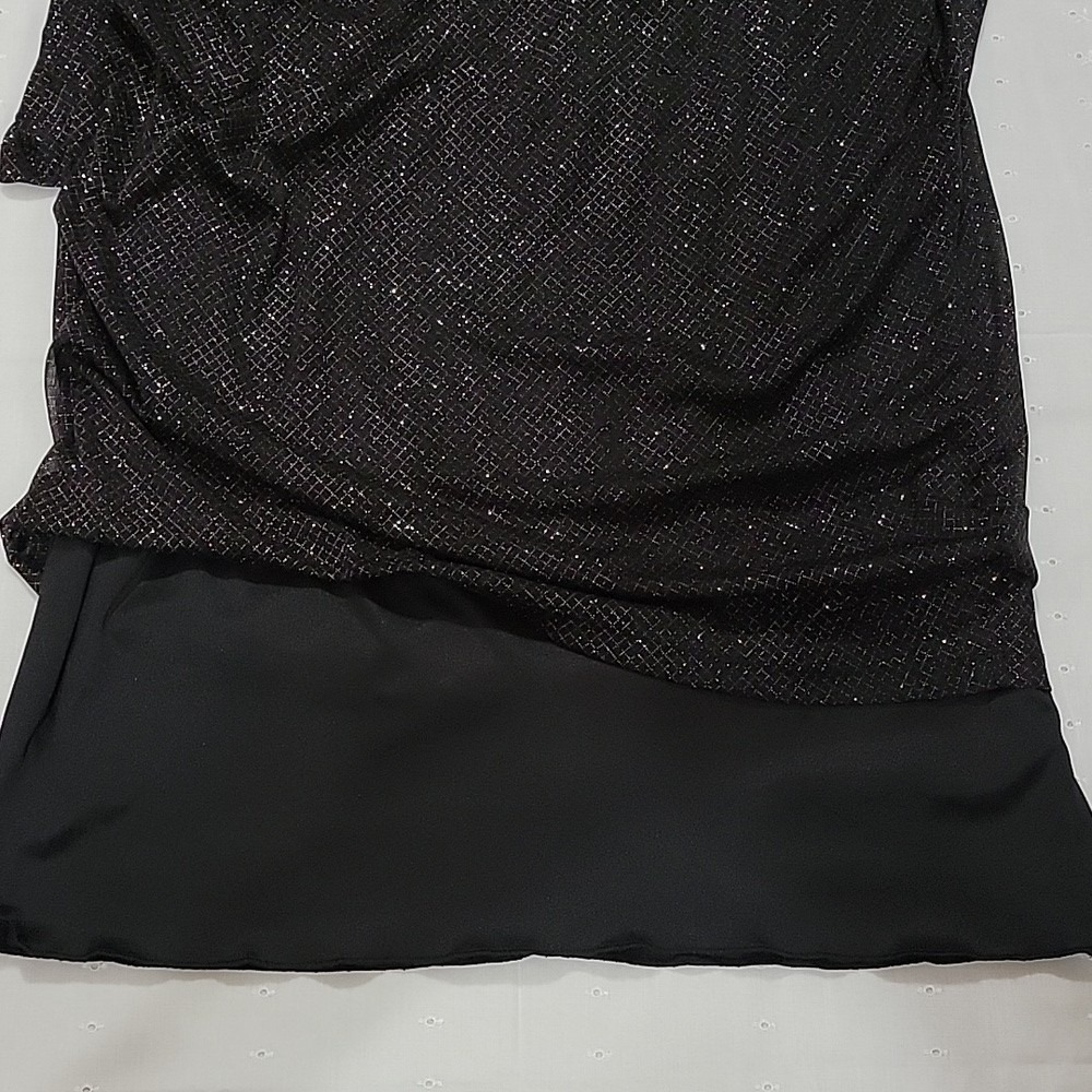 Alexa B Nites Women Black Silver Glitter Faux Wrap Sheath Dress 14W 962701 - Picture 7 of 9